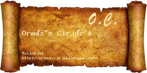 Ormós Cirjék névjegykártya